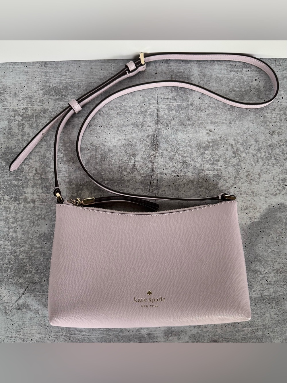 KATE SPADE Sadie Saffiano Leather Crossbody Bag CHALK PINK KE594